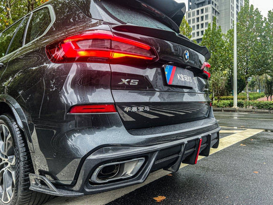 BMW X5 G05 M50i X/S Drive 40i (with M-Package) (Fits Both Pre-LCI & LCI) 2019 2020 2021 2022 2023 2024 with Aftermarket Parts - AE Style Rear Diffuser Carbon Fiber from ArmorExtend