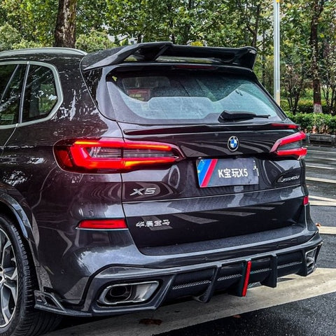 BMW X5 G05 M50i X/S Drive 40i (with M-Package)（Fits Both Pre-LCI & LCI）2019-ON with Aftermarket Parts - AE Style Carbon Fiber Rear Diffuser from ArmorExtend