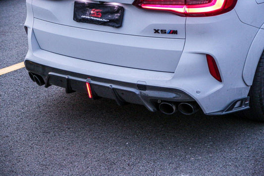 BMW X5M X5MC F95 (Fits Both Pre-LCI & LCI) 2020-ON X6M X6MC F96 (Fits Both Pre-LCI & LCI) 2020-ON with Aftermarket Parts - AE Style Carbon Fiber Rear Diffuser & Canards from  ArmorExtend