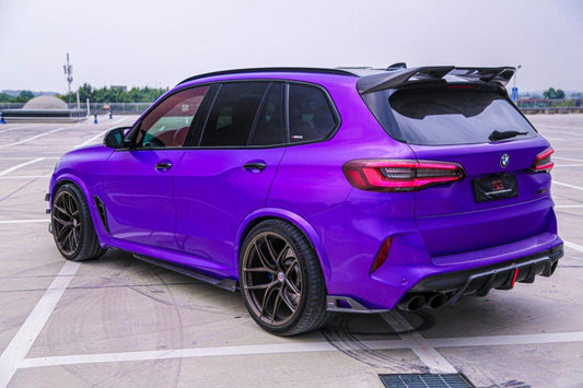 BMW X5M X5MC F95 (Fits Both Pre-LCI & LCI) 2020-ON X6M X6MC F96 (Fits Both Pre-LCI & LCI) 2020-ON with Aftermarket Parts - AE Style Carbon Fiber Rear Diffuser & Canards from  ArmorExtend