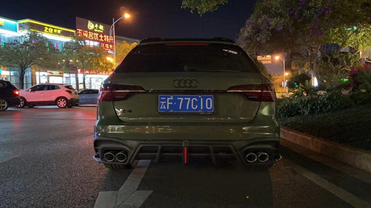 Audi S4 / A4 (With S-line Bumper) B9.5 2020 2021 2022 2023 2024 with Aftermarket Parts - AE / Plustic Style Rear Diffuser & Canards Carbon Fiber / ABS