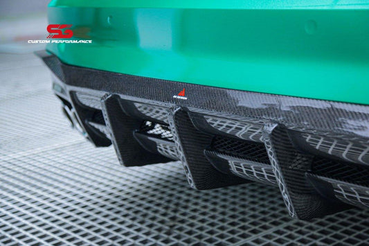 Your Audi S4 / A4 (With S-line Bumper) B9.5 2020 2021 2022 2023 2024 with Aftermarket Parts - AE Style Rear Diffuser Carbon Fiber from ArmorExtend