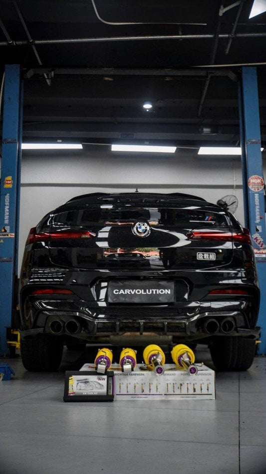 Your BMW X4M X4MC F98 (Fits Both Pre-LCI & LCI) 2019 2020 2021 2022 2023 2024 with Aftermarket Parts - AE V1 Style Rear Diffuser Carbon Fiber from ArmorExtend