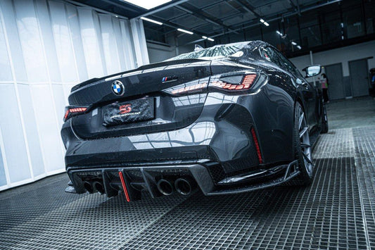 BMW M3 G80 G81 2021 2022 2023 2024 & M4 G82 G83 2021 2022 2023 2024 with Aftermarket Parts - AE V2 Style Rear Diffuser & Canards Carbon Fiber from  ArmorExtend