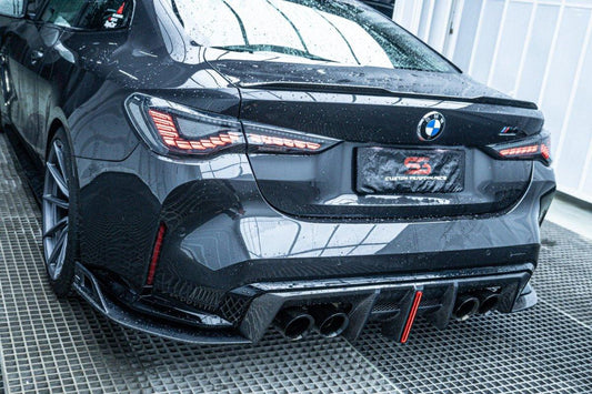 BMW M3 G80 G81 2021 2022 2023 2024 & M4 G82 G83 2021 2022 2023 2024 with Aftermarket Parts - AE V2 Style Rear Diffuser & Canards Carbon Fiber from  ArmorExtend