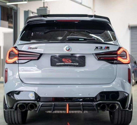 BMW X3M X3MC F97 (Fits Both Pre-LCI & LCI) 2019-ON with Aftermarket Parts - AE V2 Style Carbon Fiber Rear Diffuser from  ArmorExtend