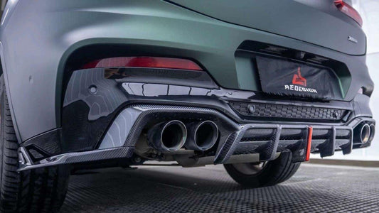 BMW X4M X4MC F98 (Fits Both Pre-LCI & LCI) 2019 2020 2021 2022 2023 2024 with Aftermarket Parts - AE V2 Style Rear Diffuser Carbon Fiber from ArmorExtend