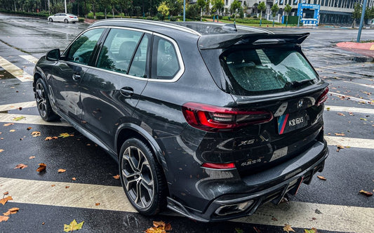 BMW X5 G05 M50i X/S Drive 40i (with M-Package) (Fits Both Pre-LCI & LCI) 2019 2020 2021 2022 2023 2024 with Aftermarket Parts - AE Style Rear Roof Spoiler Carbon Fiber from ArmorExtend