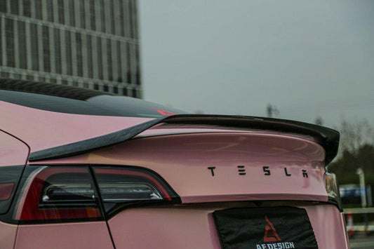 Tesla Model 3 2017 2018 2019 2020 2021 2022 2023 with Aftermarket Parts - AE Style  Rear Spoiler Carbon Fiber from ArmorExtend