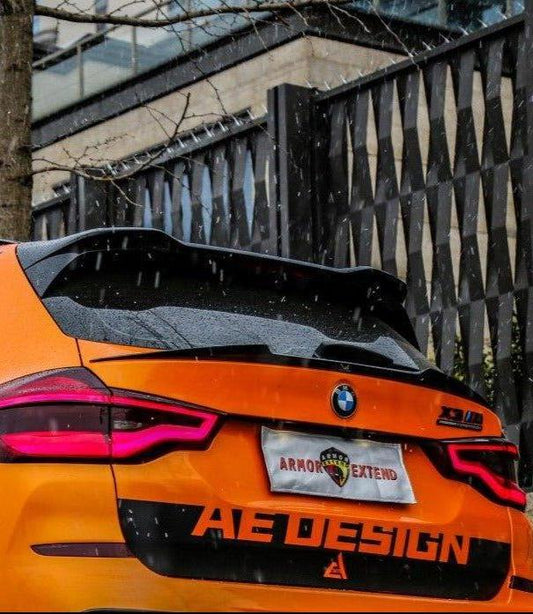 BMW X3M X3MC F97 (Fits Both Pre-LCI & LCI) 2019-ON with Aftermarket Parts - AE Style Carbon Fiber Rear Trunk Spoiler from ArmorExtend