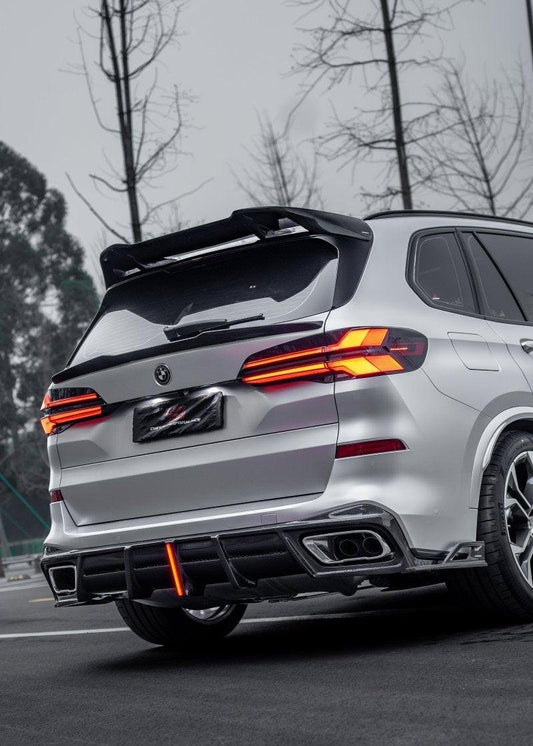 BMW X5 G05 M50i X/S Drive 40i (with M-Package) (Fits Both Pre-LCI & LCI) 2019-ON & X5M X5MC F95 (Fits Both Pre-LCI & LCI)  2020 2021 2022 2023 2024 with Aftermarket Parts - AE Style Rear Spoiler Carbon Fiber from ArmorExtend