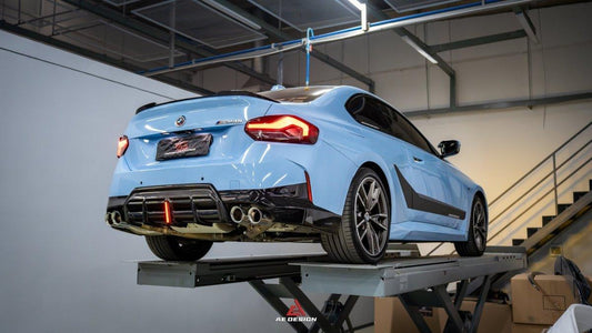 BMW 2 Series G42 230i (With M-Package Bumper) M240i 2022 2023 2024 with Aftermarket Parts - AE Style Rear Diffuser & Canards Carbon Fiber from ArmorExtend