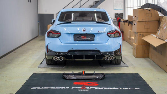 BMW 2 Series G42 230i (With M-Package Bumper) M240i 2022 2023 2024 with Aftermarket Parts - AE Style Rear Diffuser & Canards Carbon Fiber from ArmorExtend