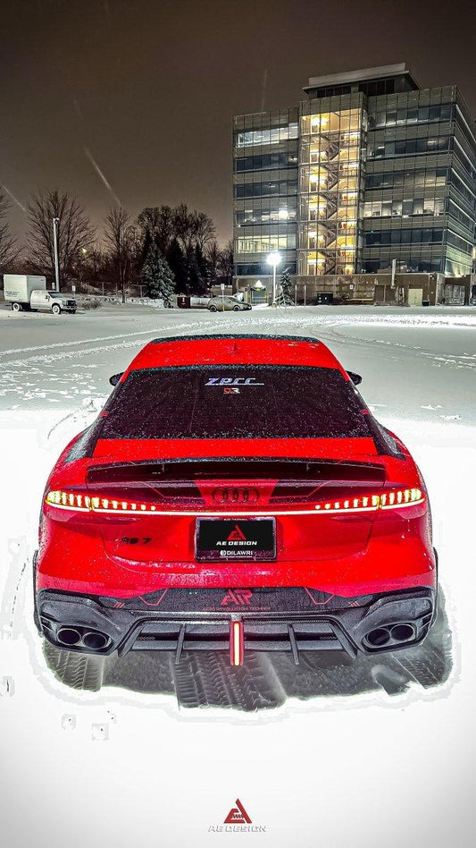 Audi RS6 C8 2020 2021 2022 2023 2024 & RS7 C8 2020 2021 2022 2023 2024 with Aftermarket Parts - AE Rear Diffuser & Canards Carbon Fiber from ArmorExtend