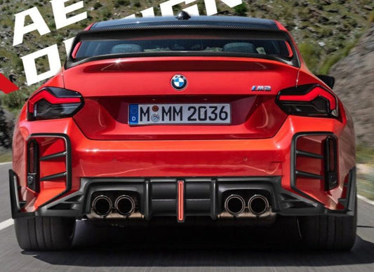 BMW M2 M2C G87 2023 2024 with Aftermarket Parts - ART & ART Street Version & AE Track Version Style Rear Diffuser & Canards Carbon Fiber from ArmorExtend