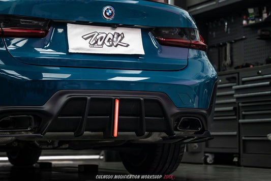 BMW 3 Series 330i (With M-Package Bumper, does not fit base model) M340i G20 G21 LCI 2023 2024 with Aftermarket Parts - Plustic Style Rear Diffuser & Canards ABS from ArmorExtend