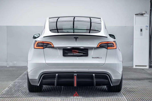 Tesla Model Y 2021 2022 2023 2024 with Aftermarket Parts - Plustic Style Rear Diffuser ABS from  ArmorExtend