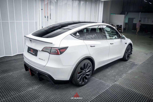 Tesla Model Y 2021 2022 2023 2024 with Aftermarket Parts - Plustic Style Rear Diffuser ABS from  ArmorExtend