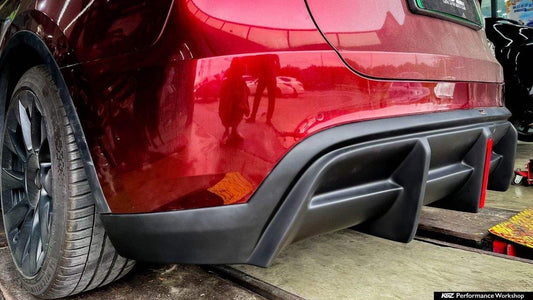 Tesla Model Y 2021 2022 2023 2024 with Aftermarket Parts - Plustic Style Rear Diffuser ABS from  ArmorExtend