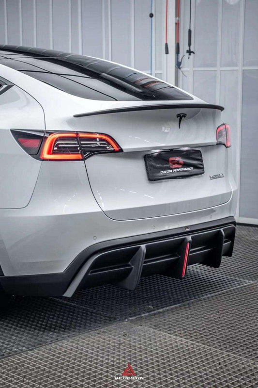 Tesla Model Y 2021 2022 2023 2024 with Aftermarket Parts - Plustic Style Rear Diffuser ABS from  ArmorExtend