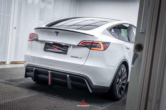 Tesla Model Y 2021 2022 2023 2024 with Aftermarket Parts - Plustic Style Rear Diffuser ABS from  ArmorExtend