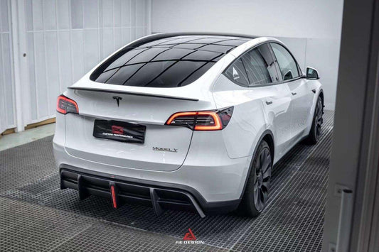 Tesla Model Y 2021 2022 2023 2024 with Aftermarket Parts - Plustic Style Rear Diffuser ABS from  ArmorExtend