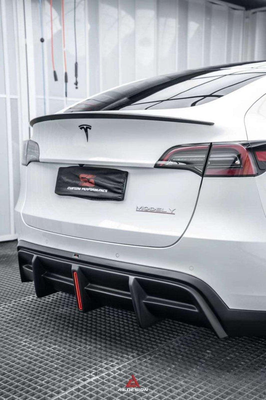 Tesla Model Y 2021 2022 2023 2024 with Aftermarket Parts - Plustic Style Rear Diffuser ABS from  ArmorExtend