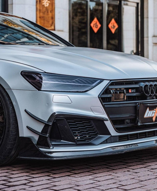 Audi S7 A7 (with s-line bumper, does not base model) C8 2019 2020 2021 2022 2023 2024 with Aftermarket Parts - Front Canards Carbon Fiber from BCTXE Tuning