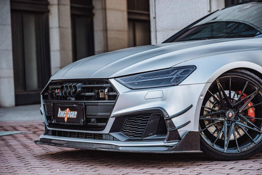 Audi S7 A7 (with s-line bumper, does not base model) C8 2019 2020 2021 2022 2023 2024 with Aftermarket Parts - Front Canards Carbon Fiber from BCTXE Tuning