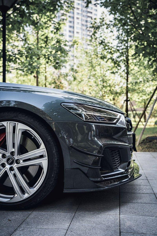 Audi S7 A7 (with s-line bumper, does not base model) C8 2019 2020 2021 2022 2023 2024 with Aftermarket Parts - Front Lip Carbon Fiber from BCTXE Tuning