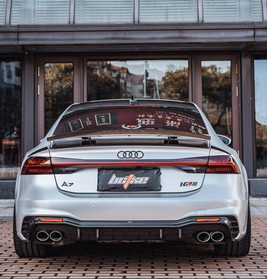 Audi A7 (with s-line bumper, does not base model) C8 2019 2020 2021 2022 2023 2024 with Aftermarket Parts - V1 Rear Diffuser Pre-preg Carbon Fiber from BCTXE Tuning