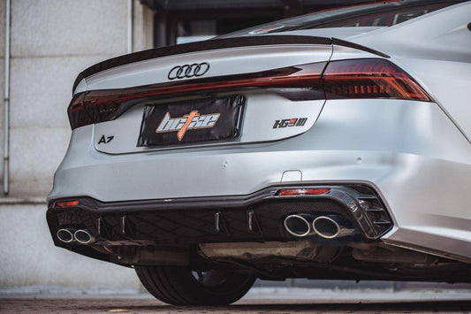 Audi A7 (with s-line bumper, does not base model) C8 2019 2020 2021 2022 2023 2024 with Aftermarket Parts - V1 Rear Diffuser Pre-preg Carbon Fiber from BCTXE Tuning