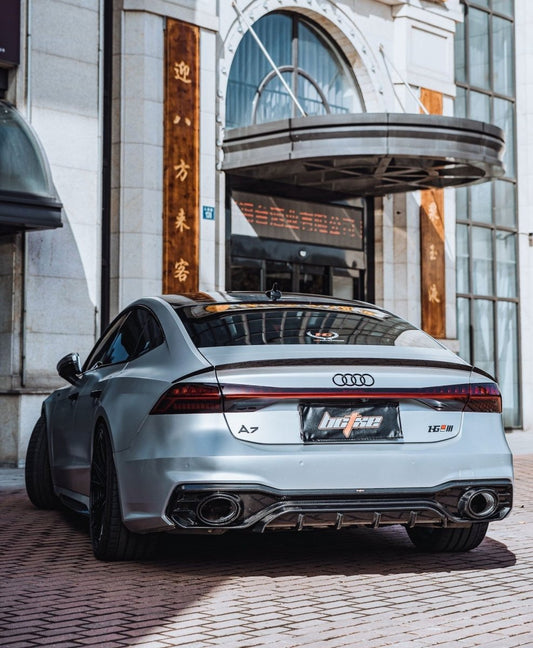 Audi RS7 S7 A7 C8 2019 2020 2021 2022 2023 2024 with Aftermarket Parts - V1 Rear Spoiler Carbon Fiber from BCTXE Tuning