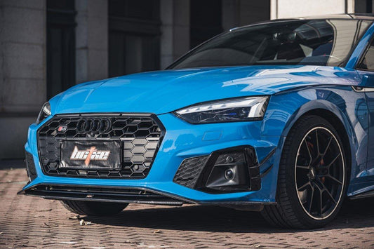 Audi S5 A5 S-line (with s-line bumper, does not base model) B9.5 2020 2021 2022 2023 2024 with Aftermarket Parts - Front Canards Pre-preg Carbon Fiber from BCTXE Tuning