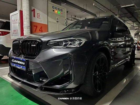 BMW X3M X3MC F97 LCI 2022 2023 2024 & X4M X4MC F98 LCI 2022 2023 2024 with Aftermarket Parts - Front Lip Pre-preg Carbon Fiber from BCTXE Tuning