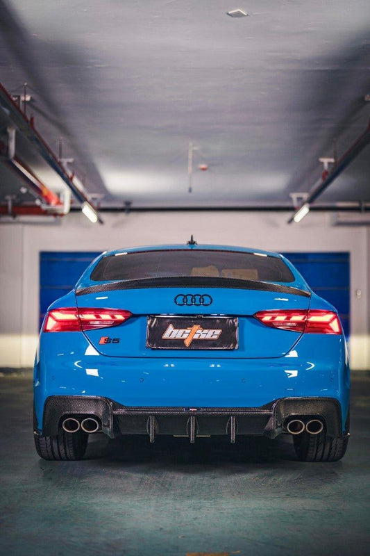 Audi S5 A5 (with s-line bumper, does not base model) B9.5 2020 2021 2022 2023 2024 with Aftermarket Parts - V1 Rear Diffuser Pre-preg Carbon Fiber from BCTXE Tuning