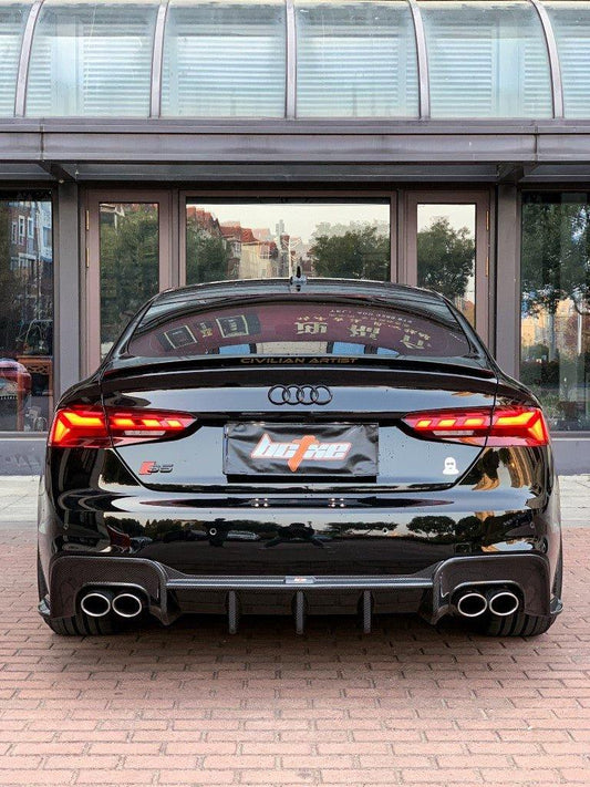 Audi S5 A5 (with s-line bumper, does not base model) B9.5 2020 2021 2022 2023 2024 with Aftermarket Parts - V1 Rear Diffuser Pre-preg Carbon Fiber from BCTXE Tuning