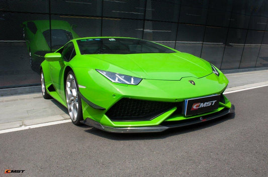 Lamborghini Huracan LP610 2015-2018 with Aftermarket Parts - Front Bumper Canards Carbon Fiber / FRP from CMST Tuning