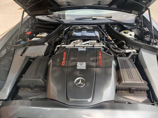 Mercedes Benz GLC63 AMG X254 C254 2018-2021 with CMST Tuning's Aftermarket Parts - Carbon Fiber / FRP Engine Cover. A complete transformation of style and performance.