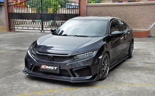 Upgrade Your Honda Civic 10th Gen FC1 FC2 FC5 FC6 2016-2021 & Civic 10th Gen FC3 FC4 FK7 2017-2021 with Aftermarket Parts - Front Bumper & Lip Carbon Fiber / FRP from CMST Tuning
