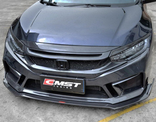 Upgrade Your Honda Civic 10th Gen FC1 FC2 FC5 FC6 2016-2021 & Civic 10th Gen FC3 FC4 FK7 2017-2021 with Aftermarket Parts - Front Bumper & Lip Carbon Fiber / FRP from CMST Tuning
