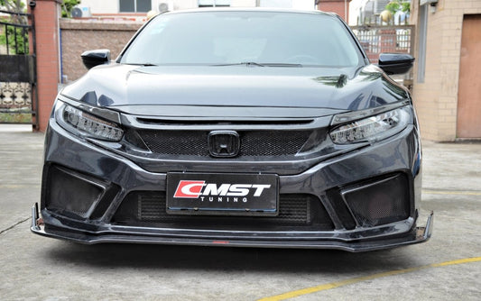 Upgrade Your Honda Civic 10th Gen FC1 FC2 FC5 FC6 2016-2021 & Civic 10th Gen FC3 FC4 FK7 2017-2021 with Aftermarket Parts - Front Bumper & Lip Carbon Fiber / FRP from CMST Tuning
