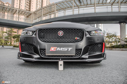 Jaguar XE 2017-2020 with Aftermarket Parts - Front Lip Splitter Carbon Fiber / FRP from CMST Tuning
