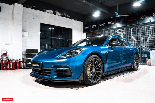 Panamera 971 971.1 Turbo/Turbo S 2017-2020 & Panamera 971 971.1 RWD/Base/4/4S 2017-2020 with Aftermarket Parts - Vacuumed Carbon & FRP Front Lip from CMST Tuning
