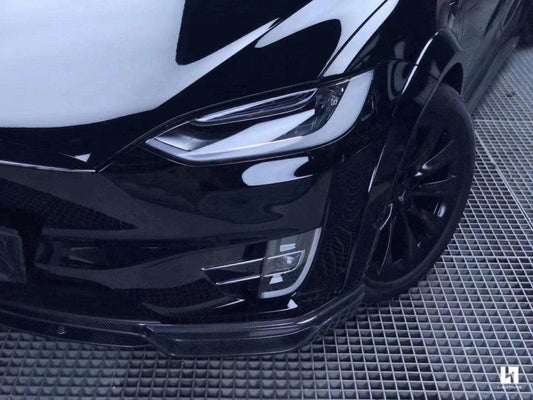 Tesla Model X P100D 100D 90D 75D 60D Performance Long Range Base 2016-2021 with Aftermarket Parts - Front Lip Splitter Carbon Fiber / FRP from CMST Tuning
