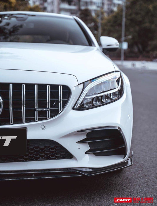 Mercedes Benz AMG C43 C300 W205 2019-2023 (C300 requires sports package front bumper) with Aftermarket Parts - Front Lip Splitter Carbon Fiber / FRP from CMST Tuning
