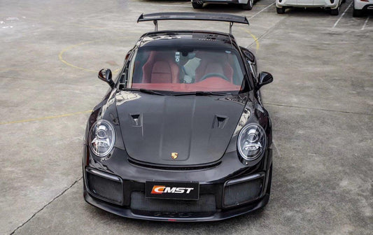 Porsche 911 991 991.1 991.2 Cayman Boxster 981 718 with Aftermarket Parts - GT2RS Hood Bonnet Carbon Fiber / FRP from  CMST Tuning
