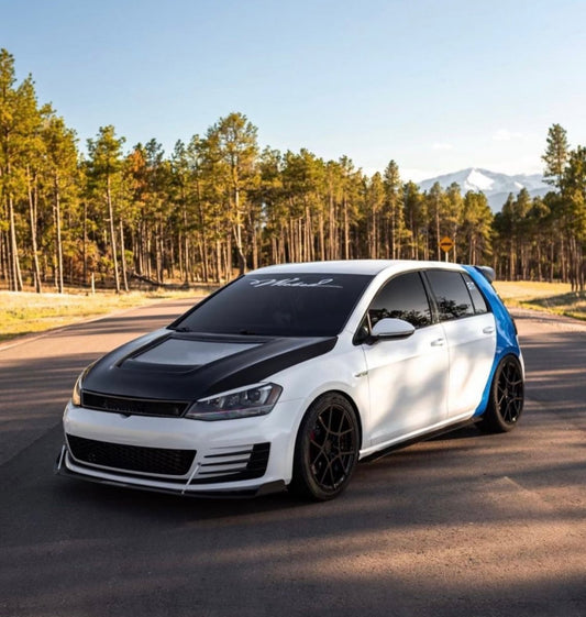 Volkswagen Golf R GTI Base MK7 MK7.5 2015-2021 with Aftermarket Parts - V2 Clearview Glass Style Hood Bonnet Carbon Fiber / FRP from CMST Tuning