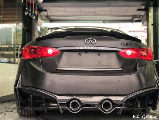 Infiniti Q50 Red Sport 400 Luxe Sensory Signature Premium Pure 2014-ON with Aftermarket Parts - Rear Bumper & Diffuser Carbon Fiber / FRP from CMST Tuning
