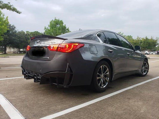 Infiniti Q50 Red Sport 400 Luxe Sensory Signature Premium Pure 2014-ON with Aftermarket Parts - Rear Bumper & Diffuser Carbon Fiber / FRP from CMST Tuning
